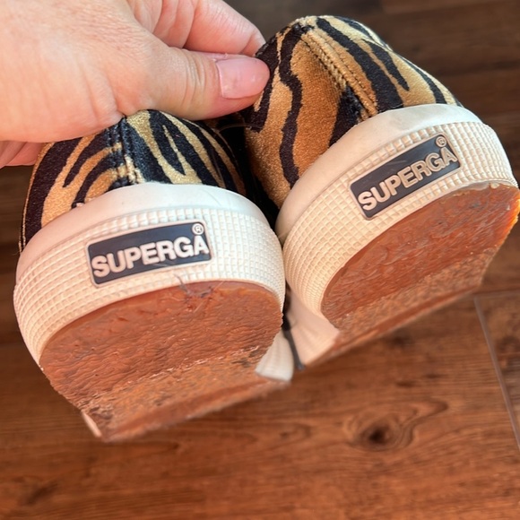 SUPERGA 2750 Fanvelw Womens Sz 8.5 Cognac Zebra Velvet Animal Print - Picture 5 of 10